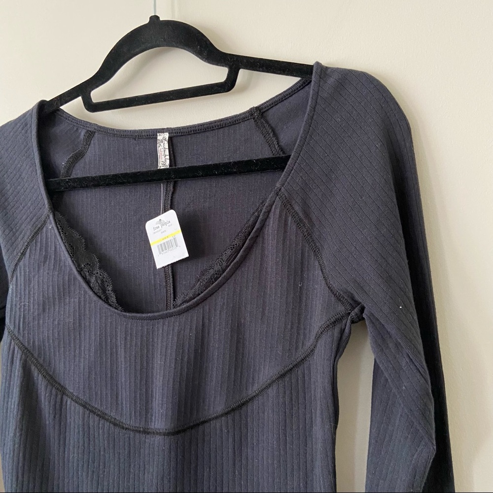 NWT-Free People Lace Layering Long Sleeve Top - Picture 7 of 11